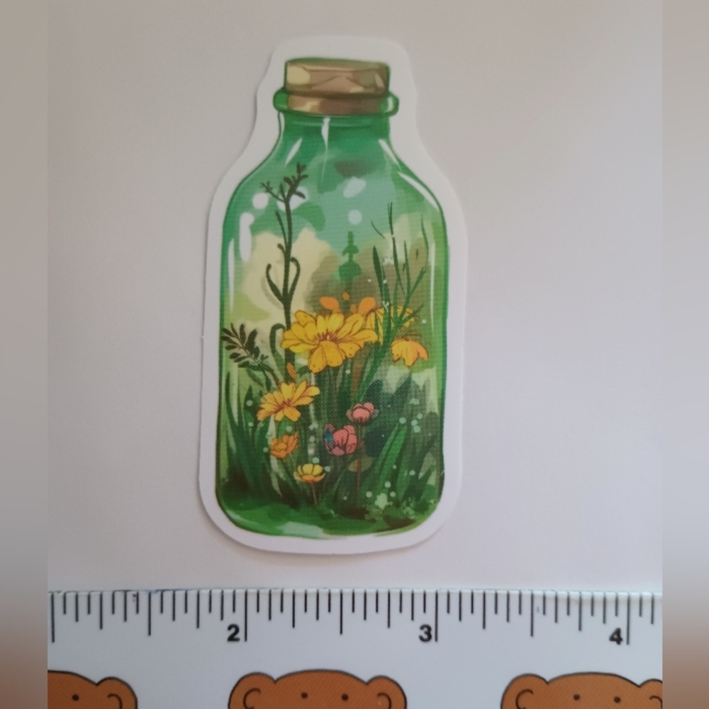 15/$15 Jar Nature Fall Leaf Autumn Scene Fairy Flower Decal Sticker